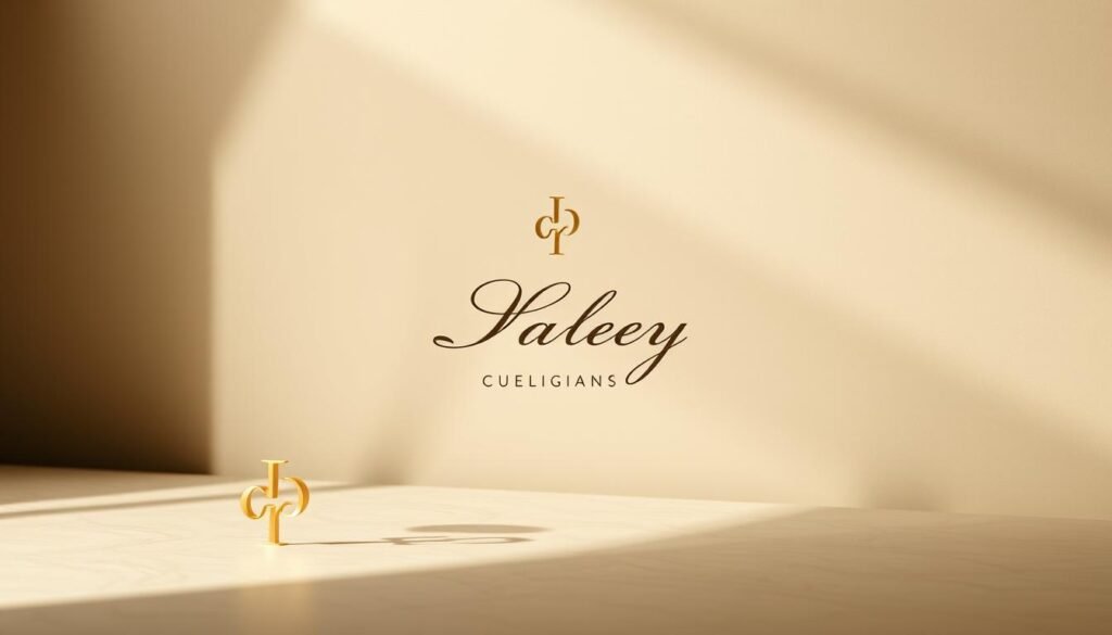 A high-end luxury brand's visual identity, showcasing its timeless elegance and refined sophistication. In the foreground, a minimalist logo design in a soft, metallic gold hue stands out against a subtly textured background, conveying a sense of exclusivity and prestige. The midground features a graceful, cursive logotype in a delicate serif font, hinting at the brand's heritage and craftsmanship. In the background, a fluid, abstract pattern in muted, earthy tones creates a cohesive and harmonious visual experience, evoking the brand's connection to nature and its commitment to sustainability. Dramatic, directional lighting casts dramatic shadows, adding depth and drama to the composition. The overall aesthetic is one of sophisticated elegance, inviting the viewer to engage with the brand's carefully curated and elevated identity.